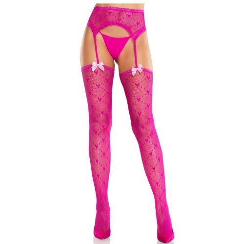 LEG AVENUE - érzéki magenta harisnyák függőkkel