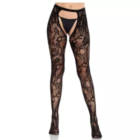 LEG AVENUE - Szexi rózsa csipke harisnyák nyitott háttal