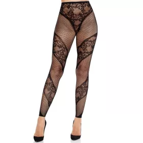 LEG AVENUE – fekete csipkés, átlátszó harisnyanadrág