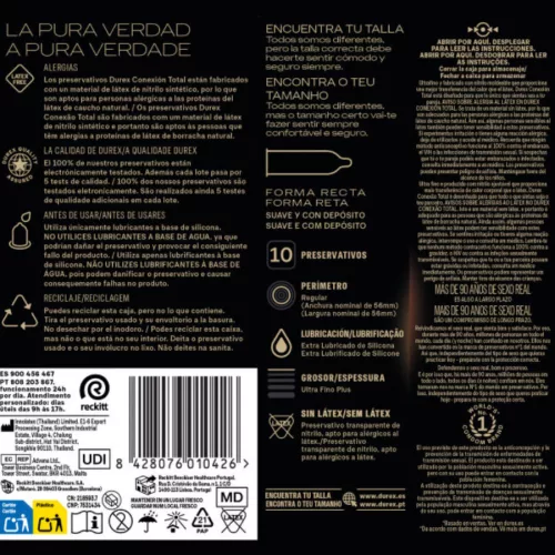 Durex - Totális összekapcsolódás XL, latexmentes óvszer 10 db