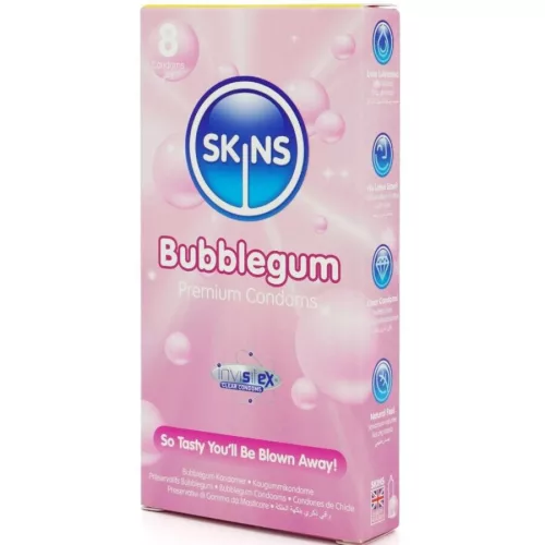 SKINS Bubblegum – prémium óvszer 8 db-os csomagban