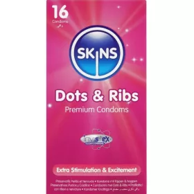   SKINS – prémium pontozott és bordázott óvszer csomag 16 db
