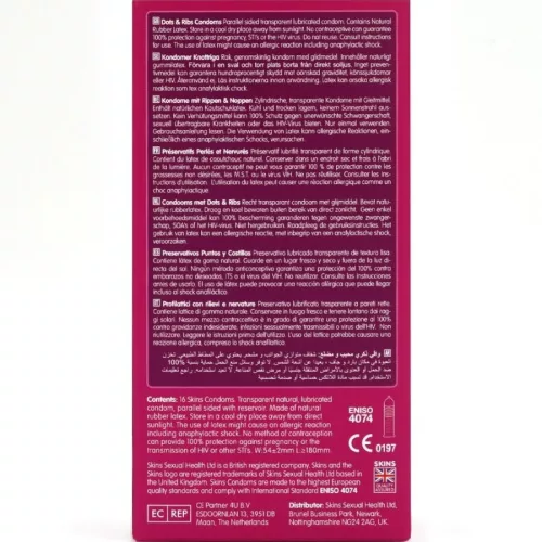 SKINS – prémium pontozott és bordázott óvszer csomag 16 db