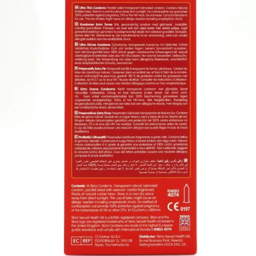 SKINS – ultra vékony prémium óvszerek, 16 db-os csomag