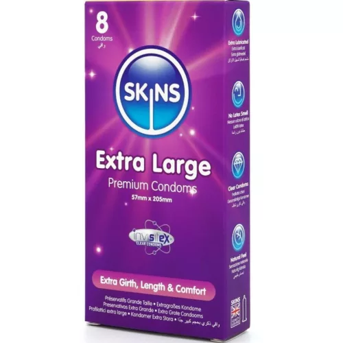 SKINS - extra nagy prémium óvszerek 8 darabos csomagban