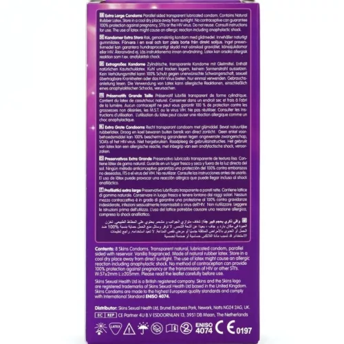 SKINS - extra nagy prémium óvszerek 8 darabos csomagban