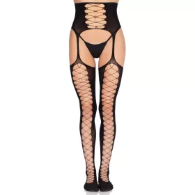 LEG AVENUE - fekete harisnya fűzős övvel - egy méret