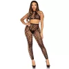 Leg Avenue Crop Top és Lábharisnya Kifordított Rész Fekete Egy Méret