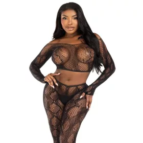   LEG AVENUE – érzéki python crop top és lábfej nélküli harisnya