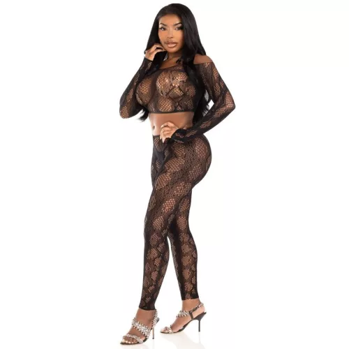 LEG AVENUE – érzéki python crop top és lábfej nélküli harisnya