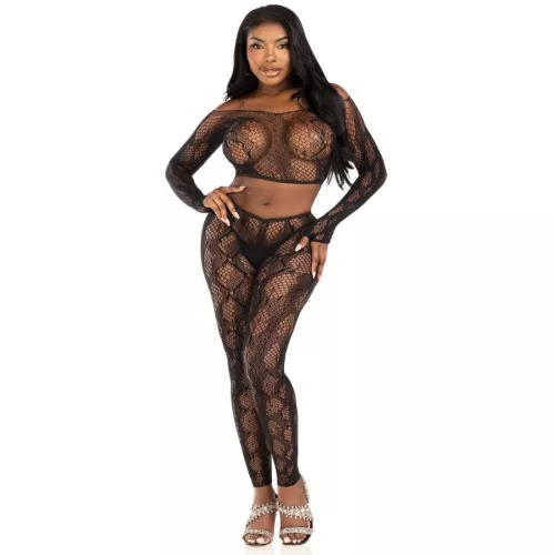 LEG AVENUE – érzéki python crop top és lábfej nélküli harisnya